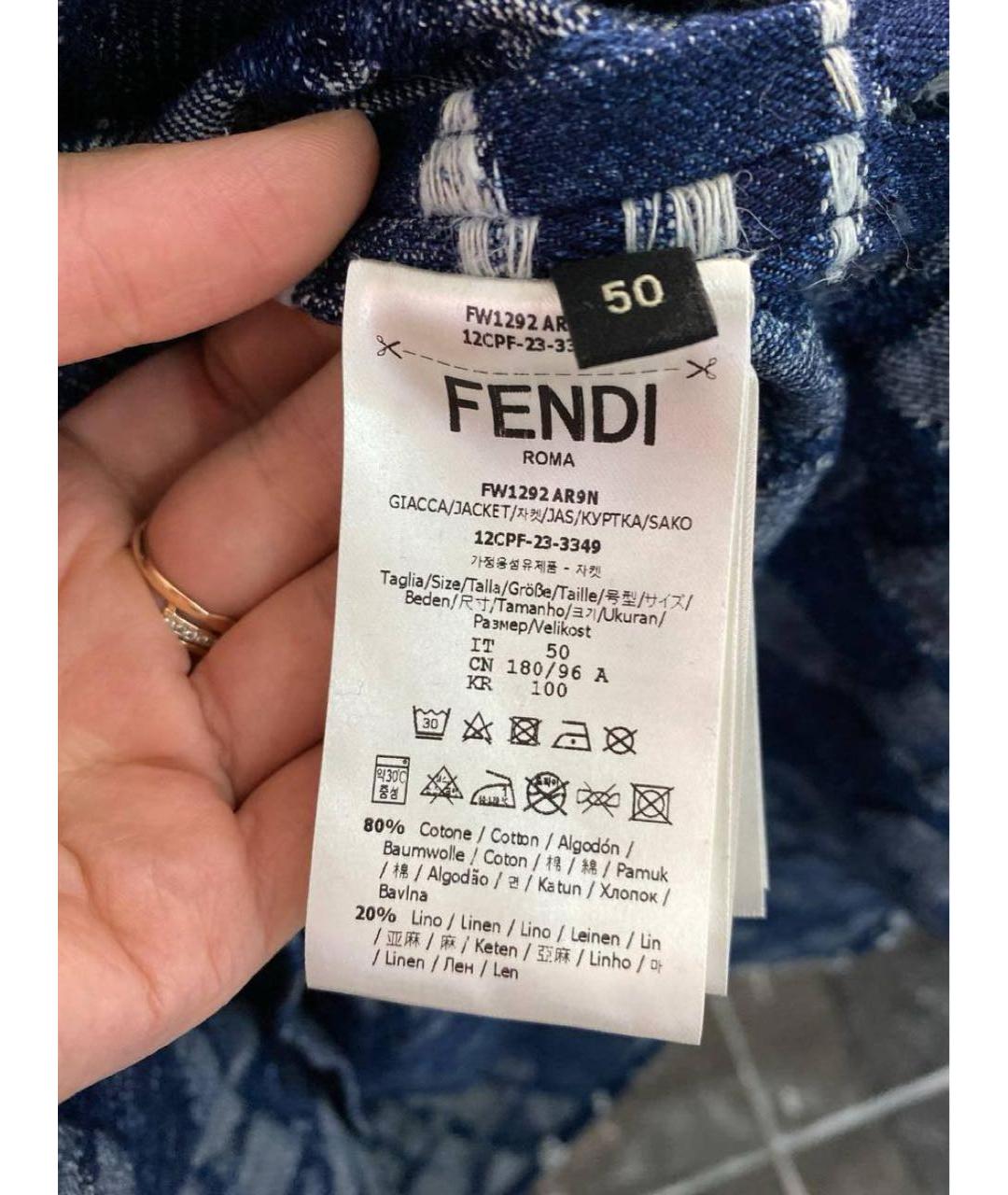 FENDI Синяя хлопковая куртка, фото 8