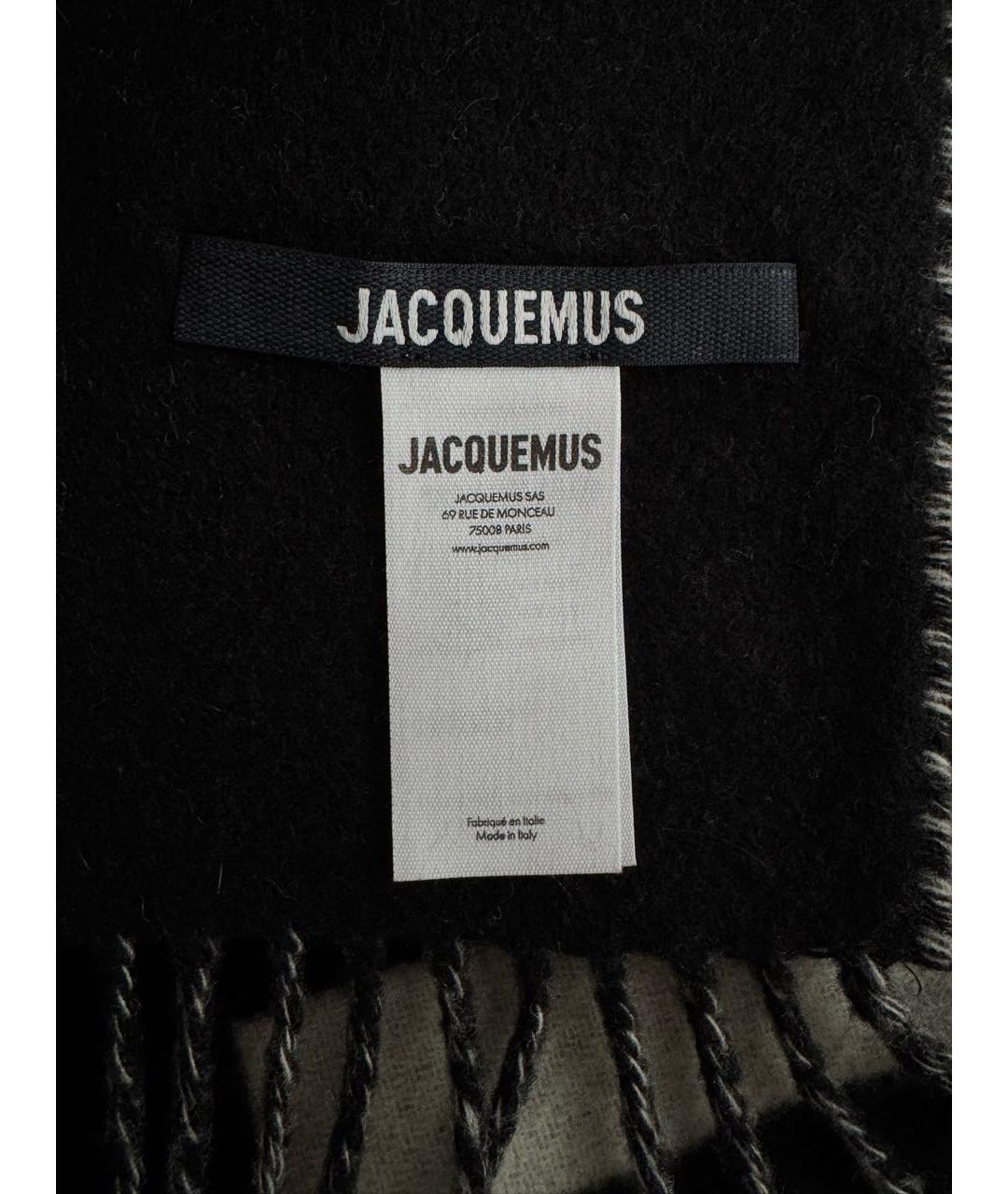 JACQUEMUS Черный шерстяной шарф, фото 4