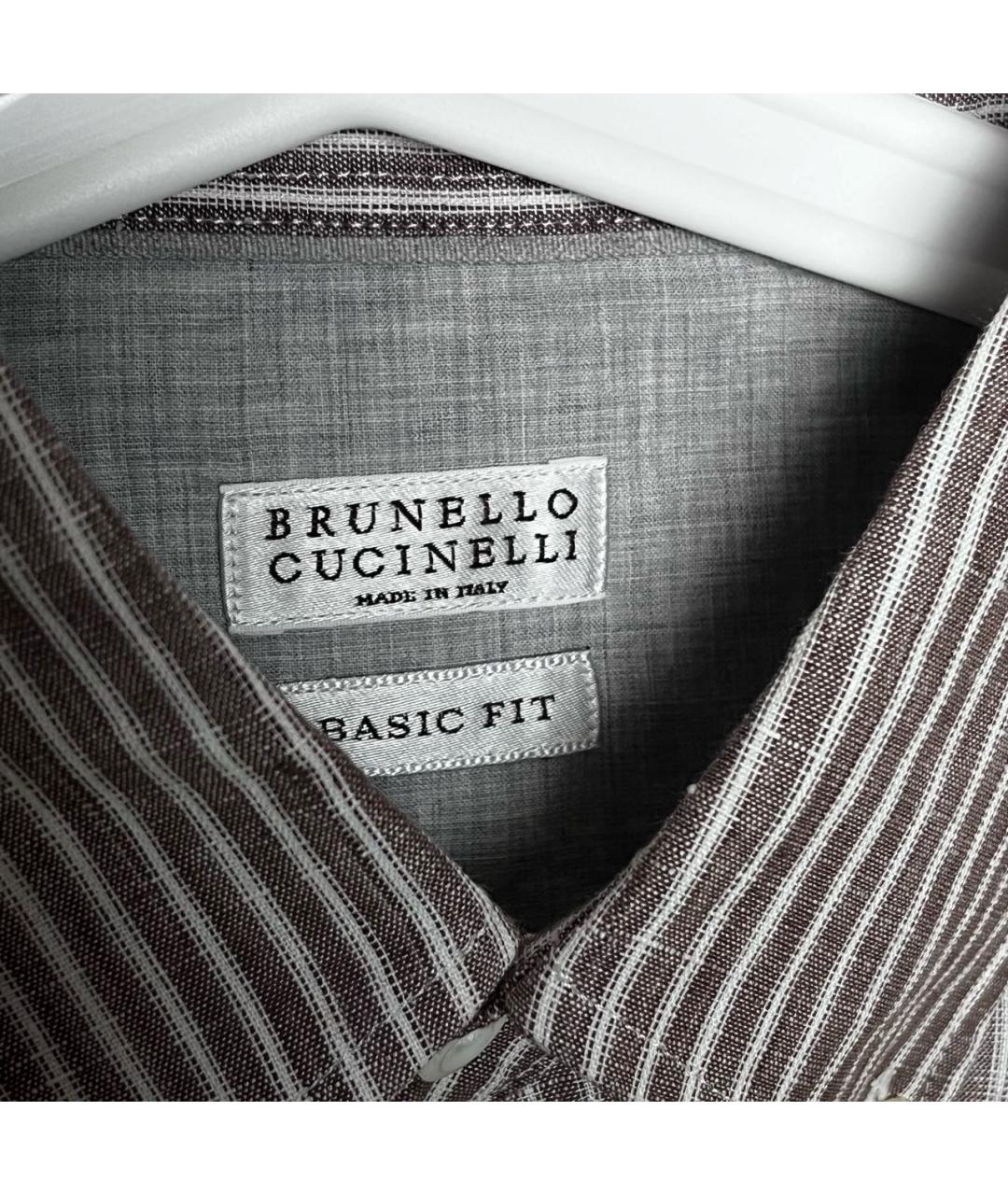 BRUNELLO CUCINELLI Коричневая льняная кэжуал рубашка, фото 2