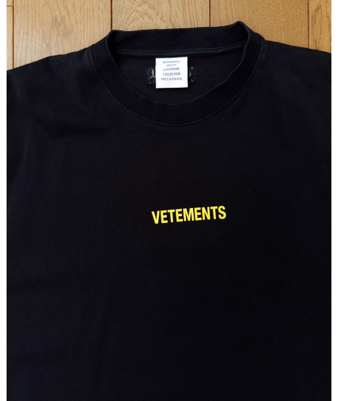 VETEMENTS Черная хлопковая футболка, фото 3