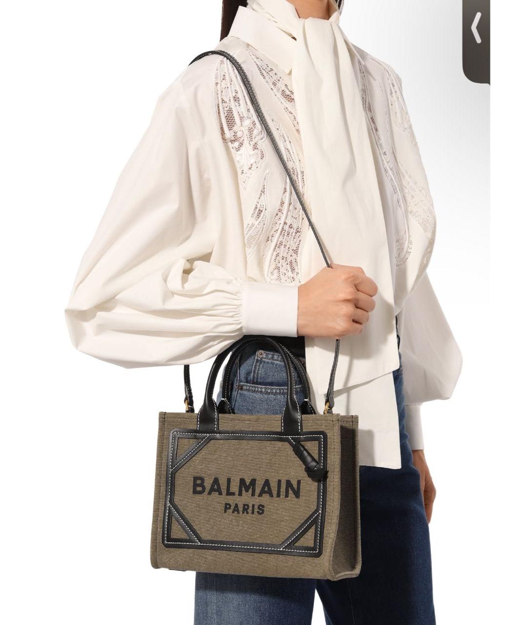 BALMAIN Хаки хлопковая сумка тоут, фото 4