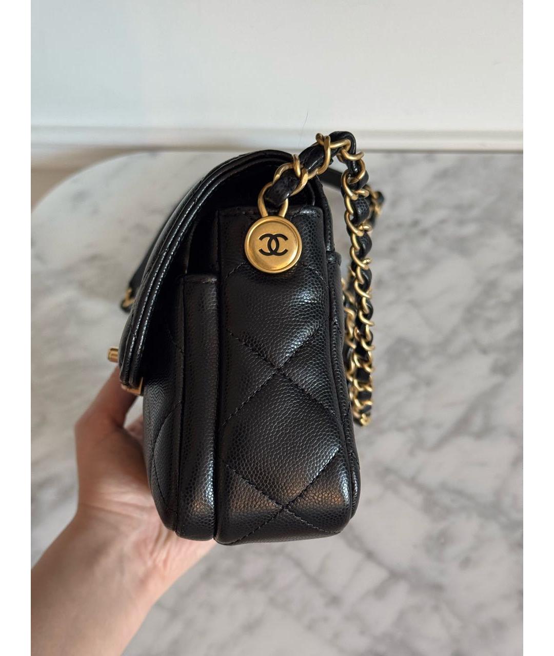 CHANEL Черная кожаная сумка через плечо, фото 3