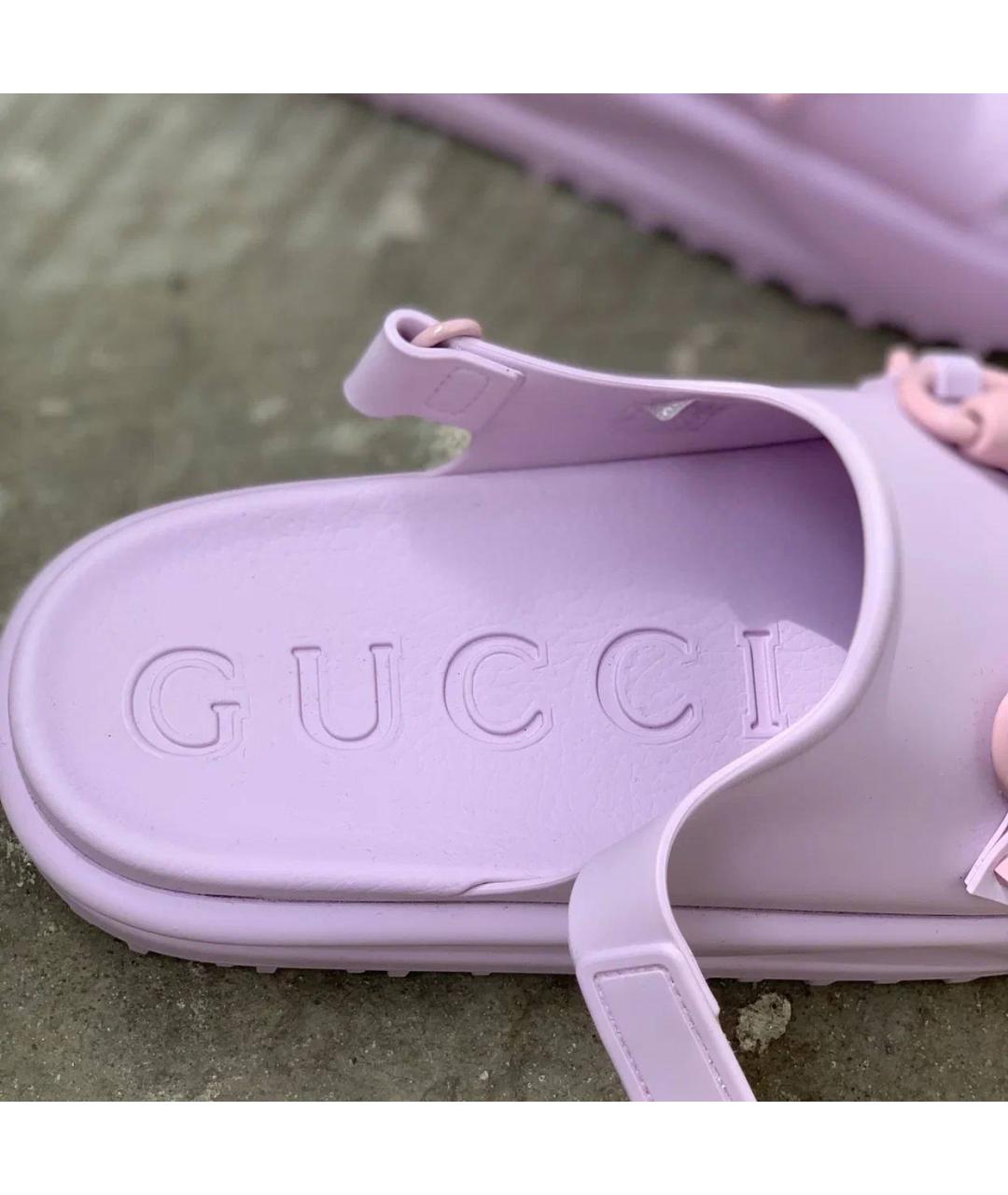 GUCCI Фиолетовые резиновые сандалии, фото 8