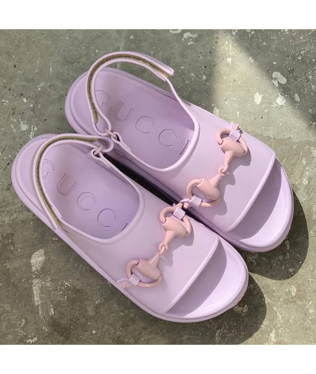 GUCCI Фиолетовые резиновые сандалии, фото 3