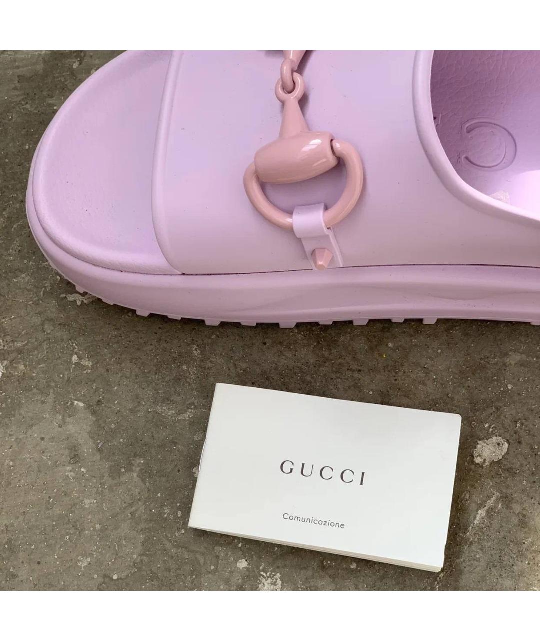 GUCCI Фиолетовые резиновые сандалии, фото 7