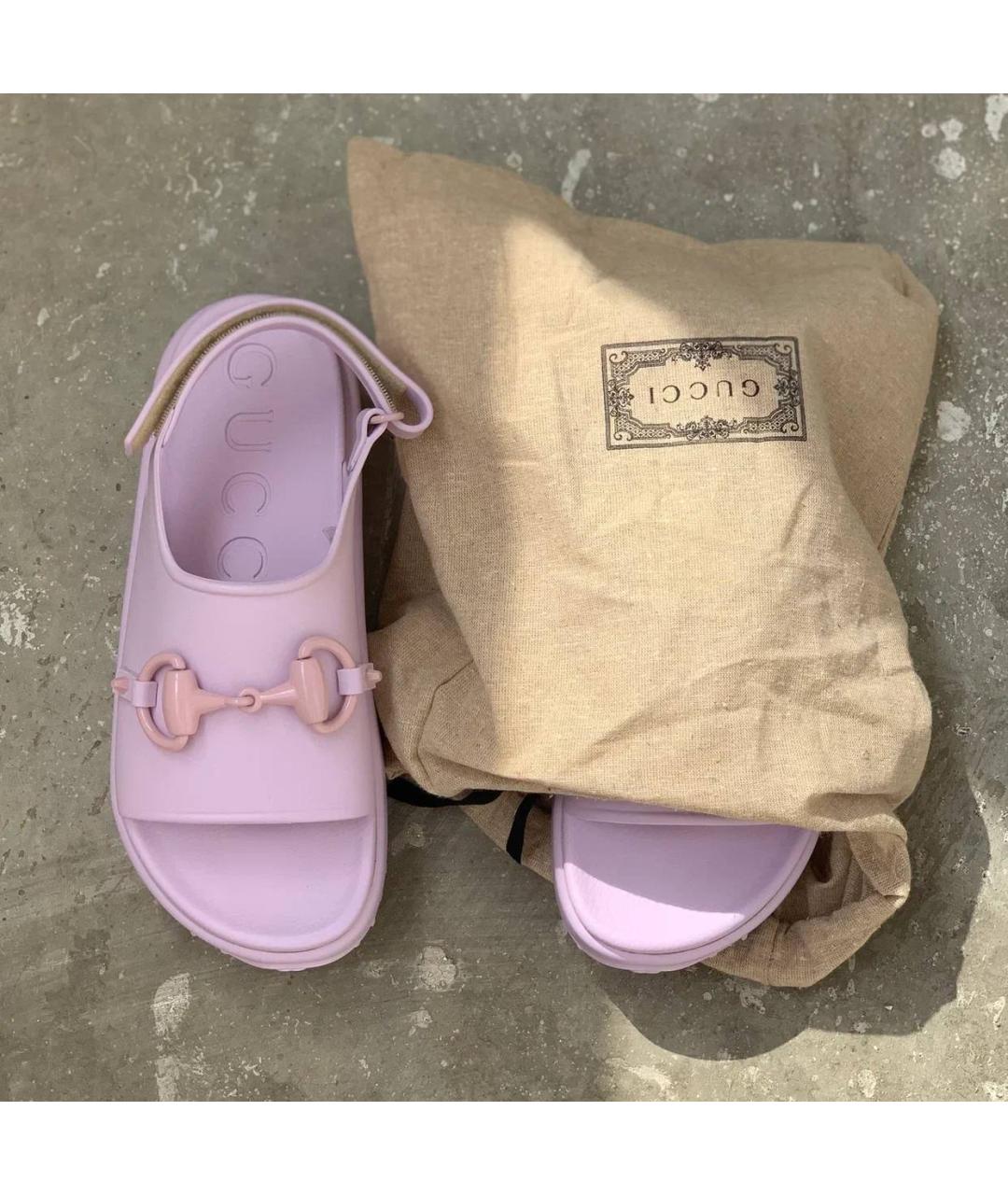GUCCI Фиолетовые резиновые сандалии, фото 9