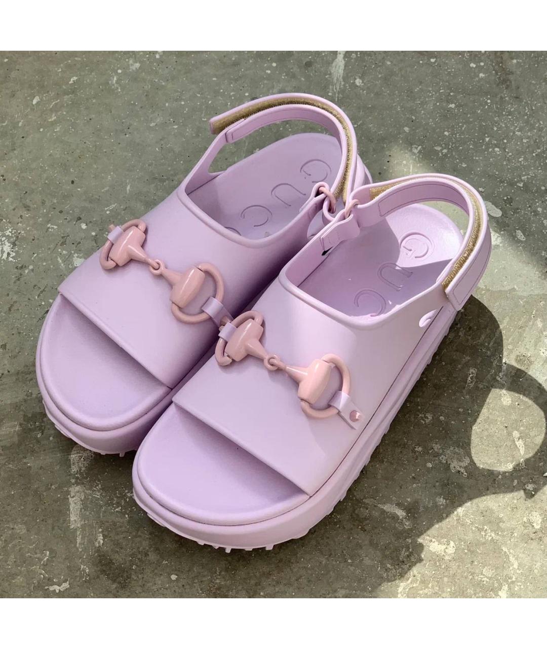 GUCCI Фиолетовые резиновые сандалии, фото 2