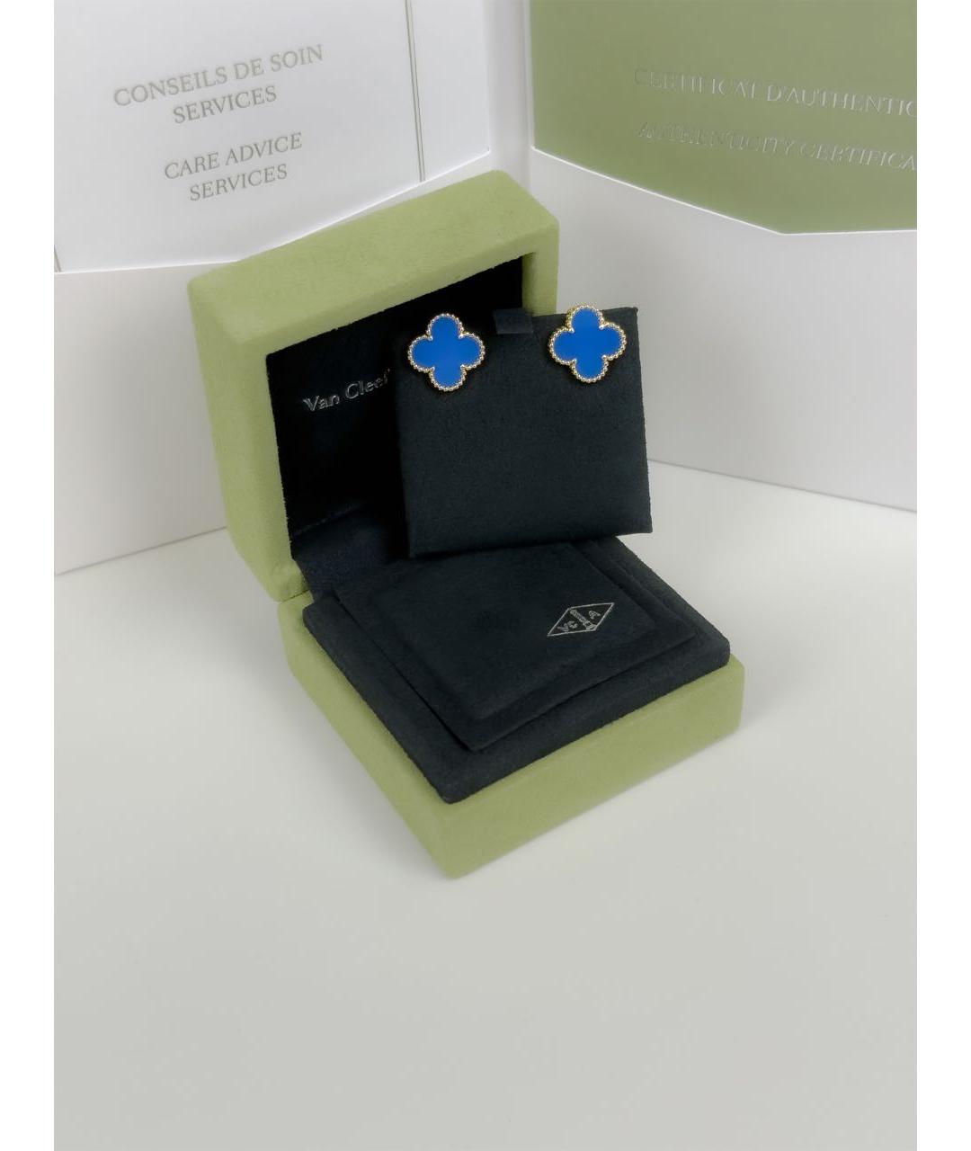 VAN CLEEF & ARPELS Синие серьги из желтого золота, фото 4