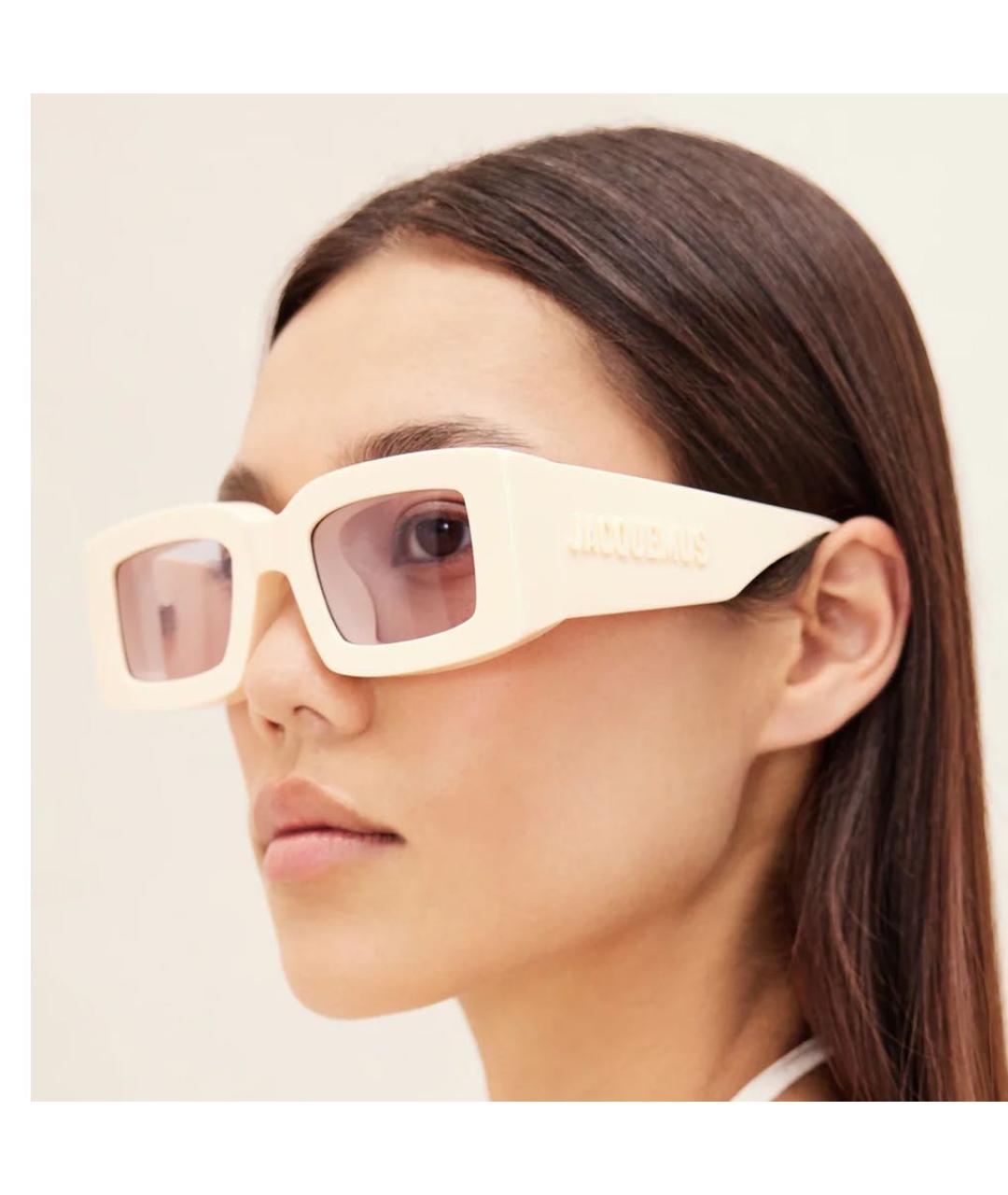 JACQUEMUS Бежевые пластиковые солнцезащитные очки, фото 4