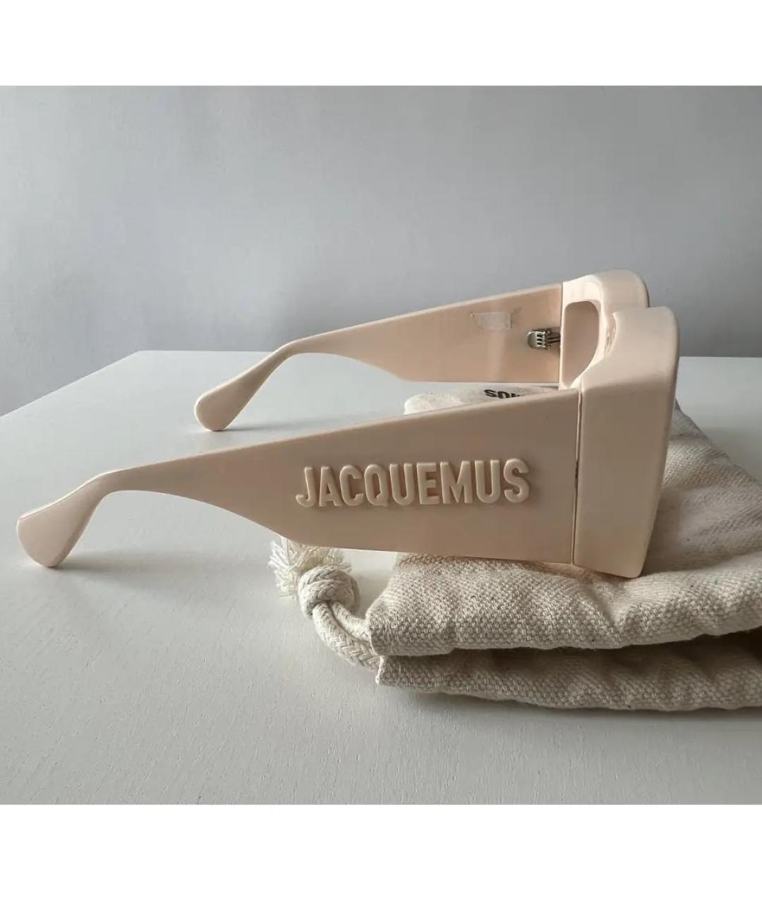 JACQUEMUS Бежевые пластиковые солнцезащитные очки, фото 2