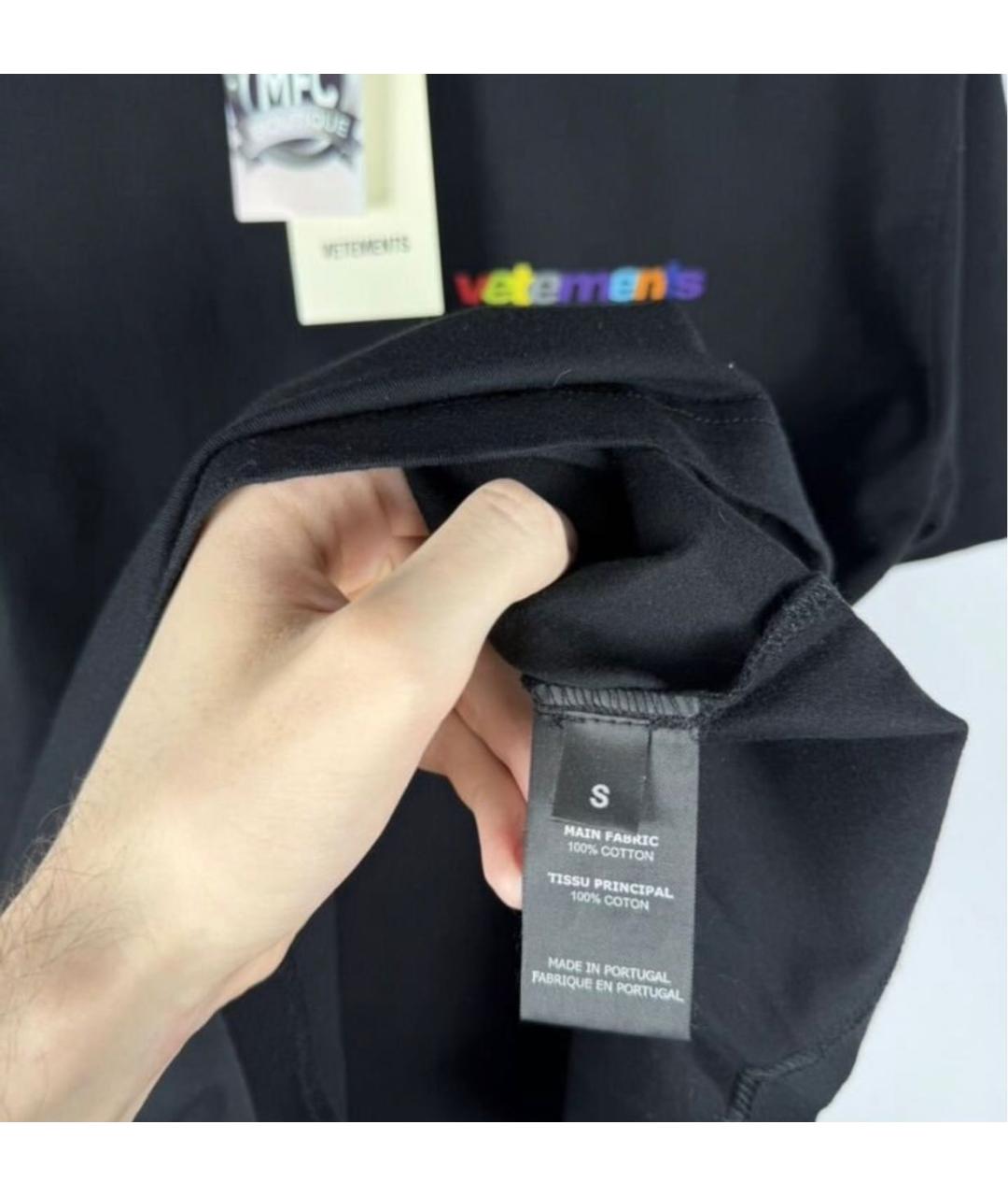 VETEMENTS Черная хлопковая футболка, фото 6