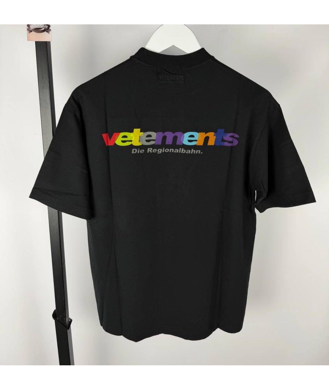 VETEMENTS Черная хлопковая футболка, фото 8