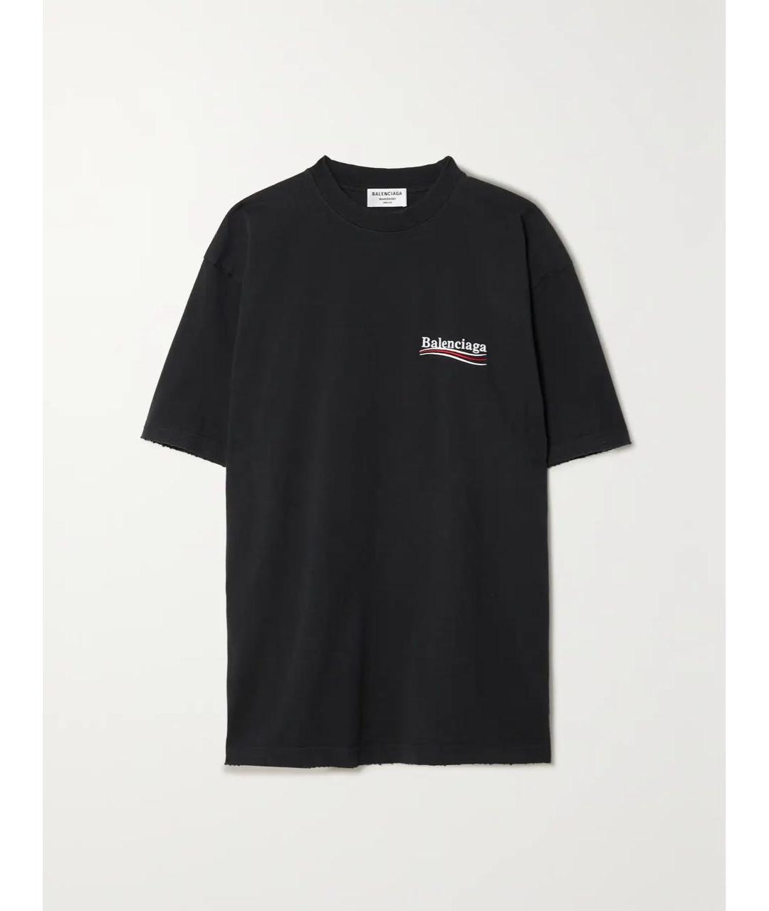 BALENCIAGA Черная хлопковая футболка, фото 4