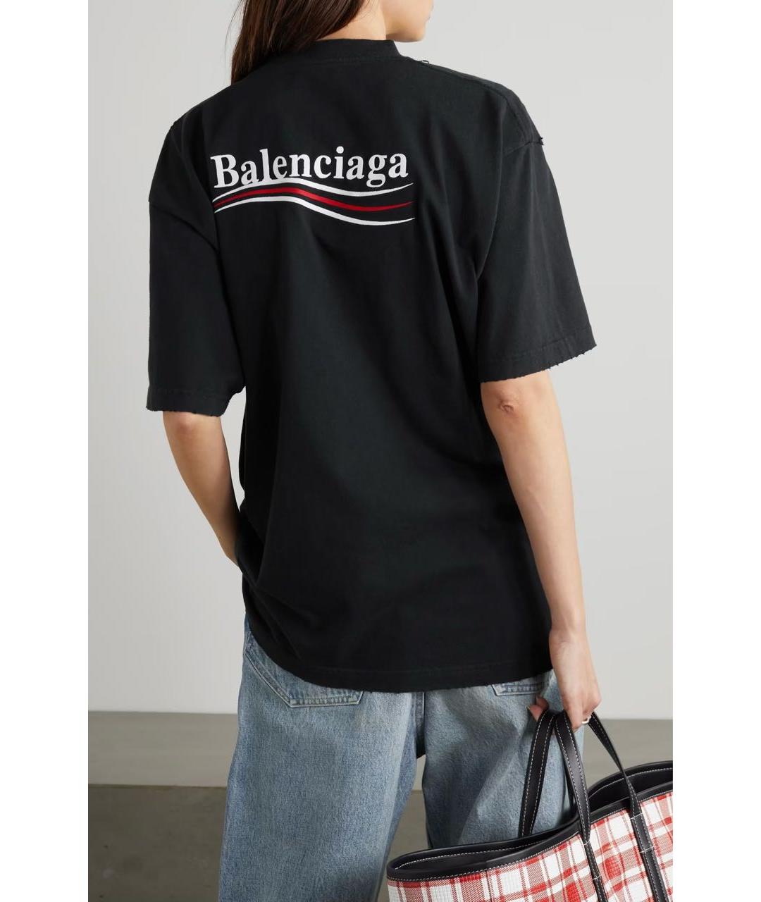 BALENCIAGA Черная хлопковая футболка, фото 3