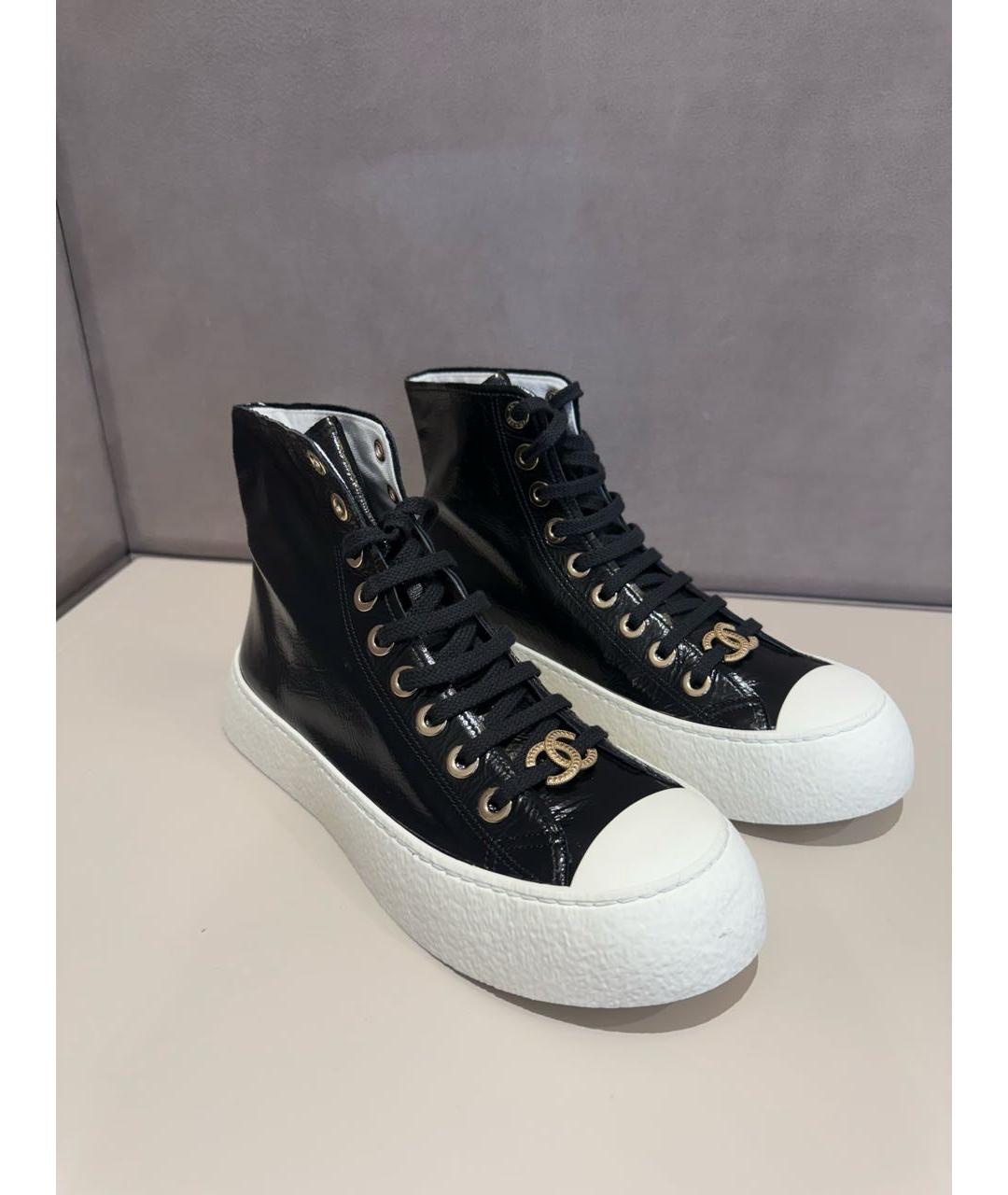 CHANEL Черные кожаные кеды, фото 2