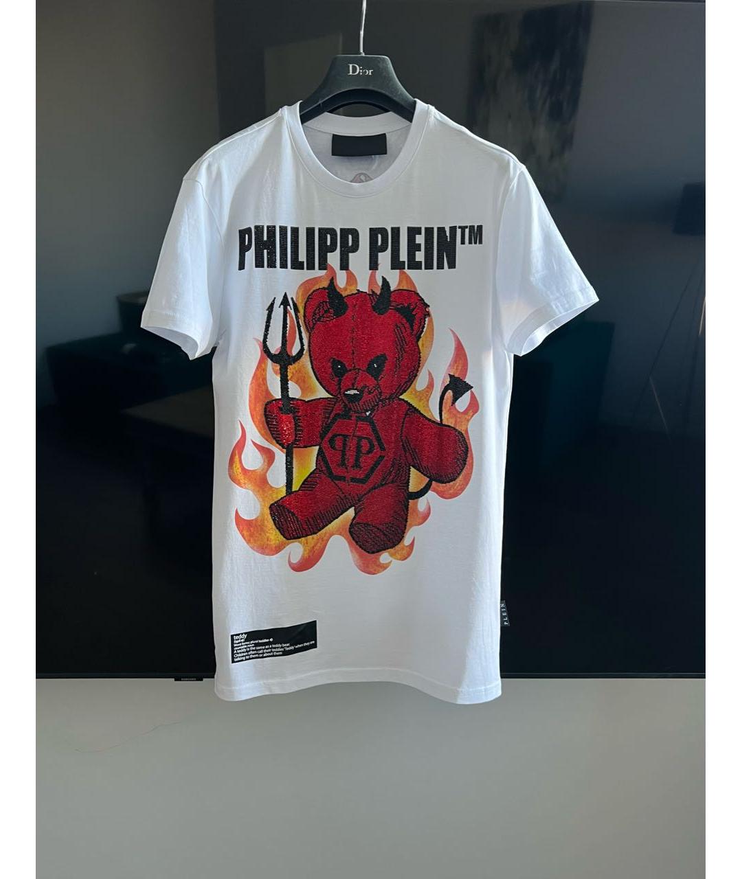 PHILIPP PLEIN Белая хлопковая футболка, фото 8