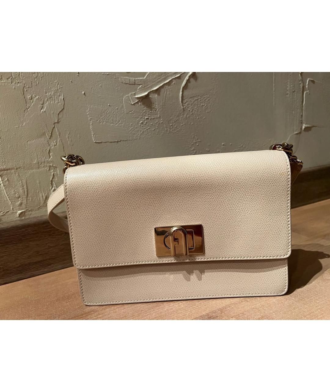 FURLA Бежевая кожаная сумка через плечо, фото 3