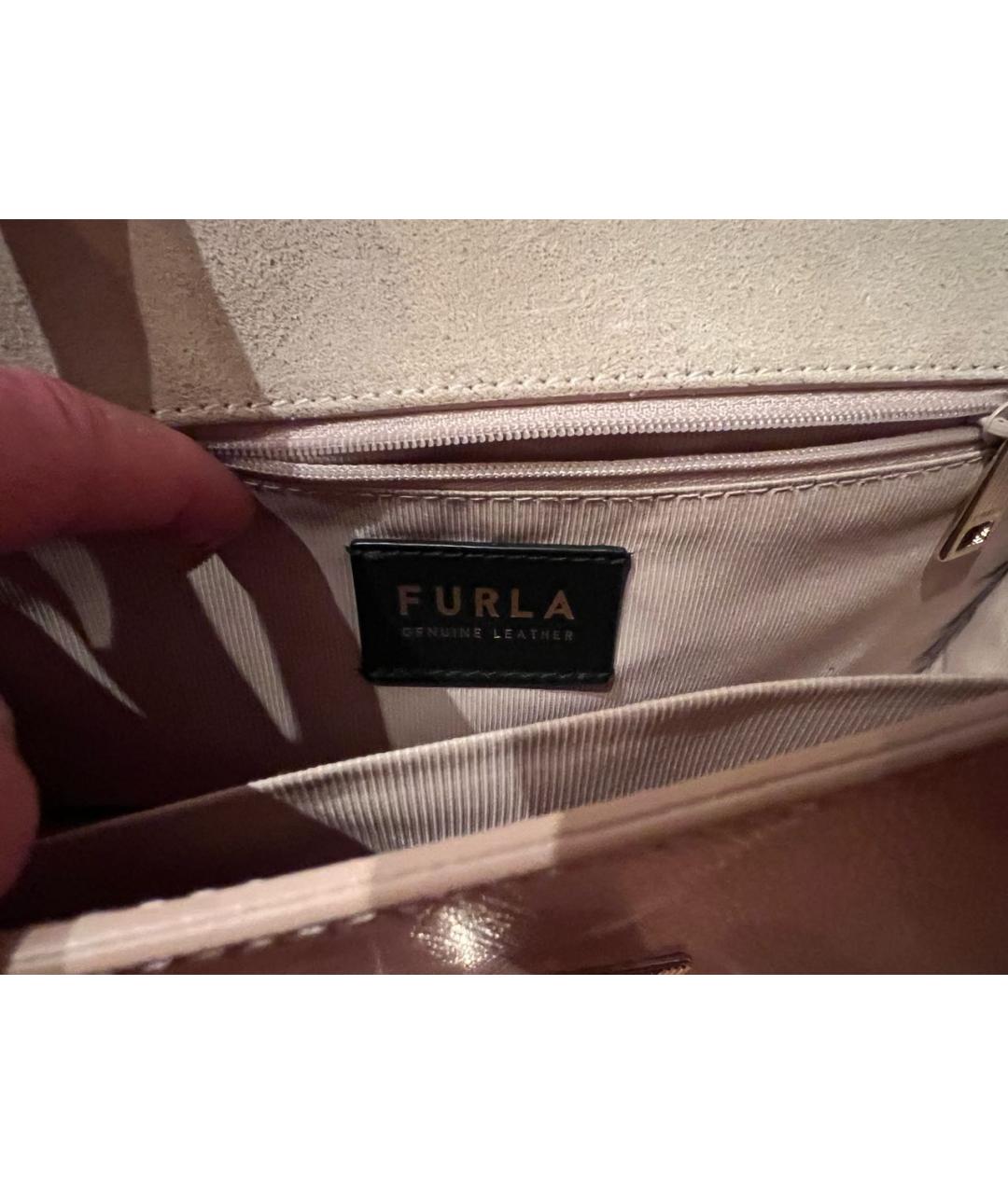 FURLA Бежевая кожаная сумка через плечо, фото 4