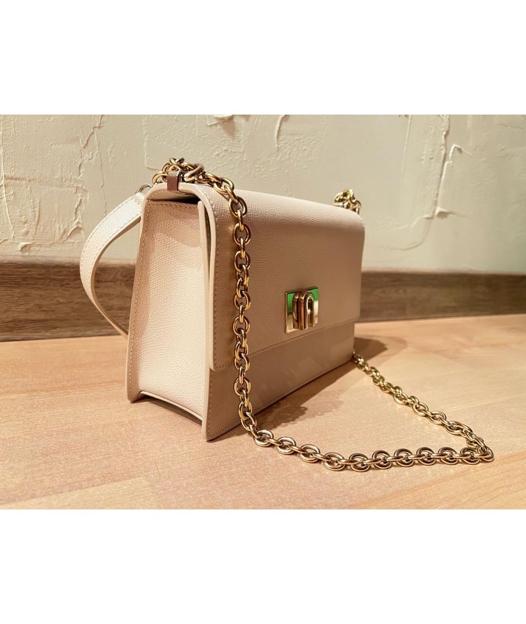 FURLA Бежевая кожаная сумка через плечо, фото 2