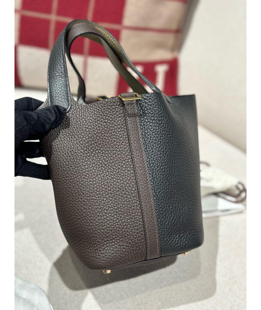 HERMES Черная кожаная сумка с короткими ручками, фото 3