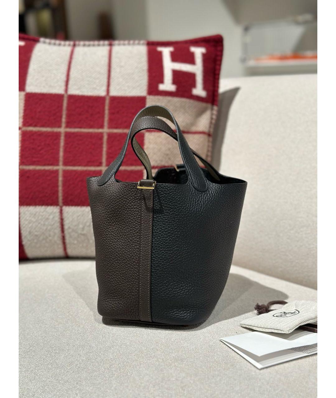 HERMES Черная кожаная сумка с короткими ручками, фото 9