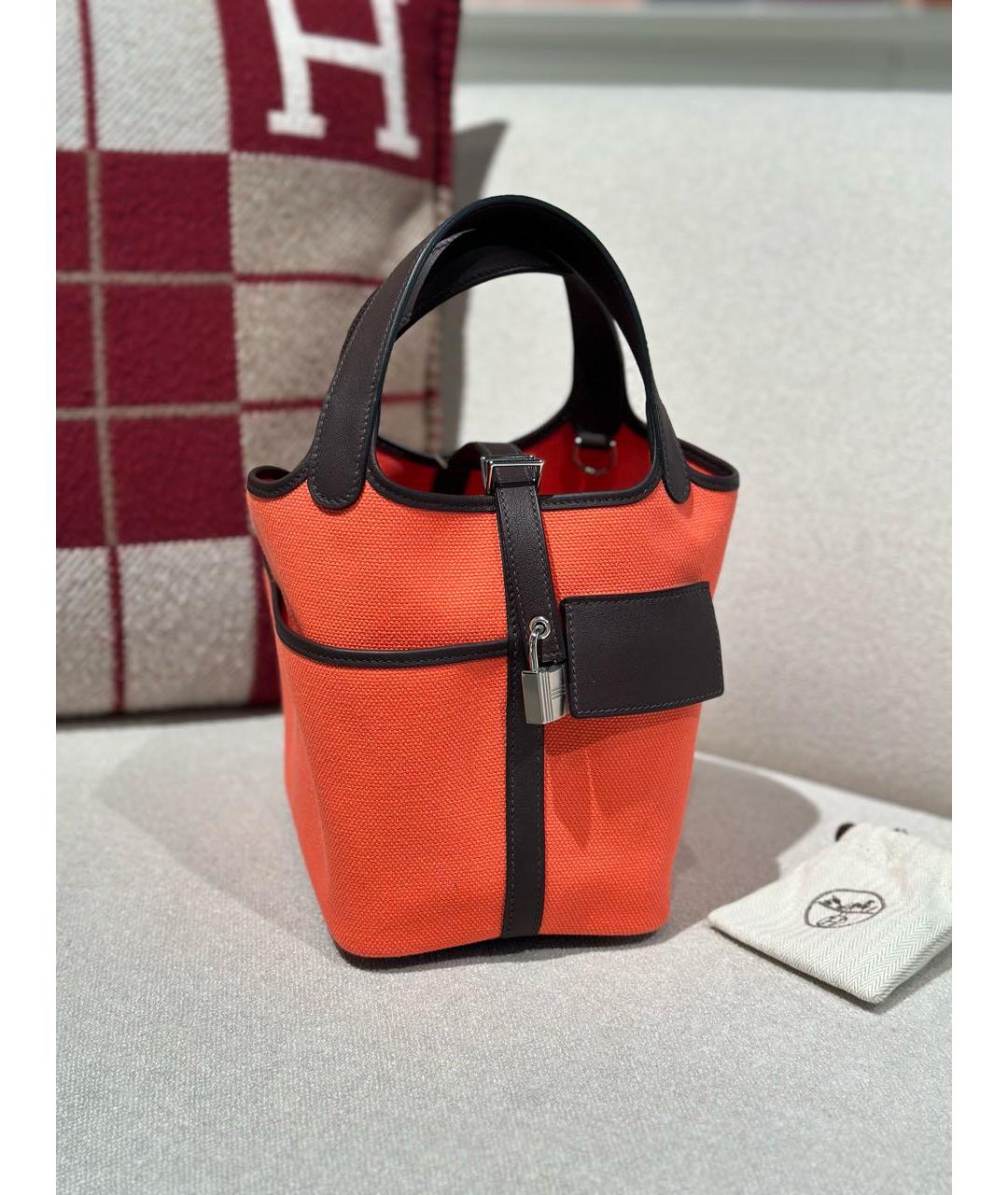 HERMES Оранжевая кожаная сумка с короткими ручками, фото 9