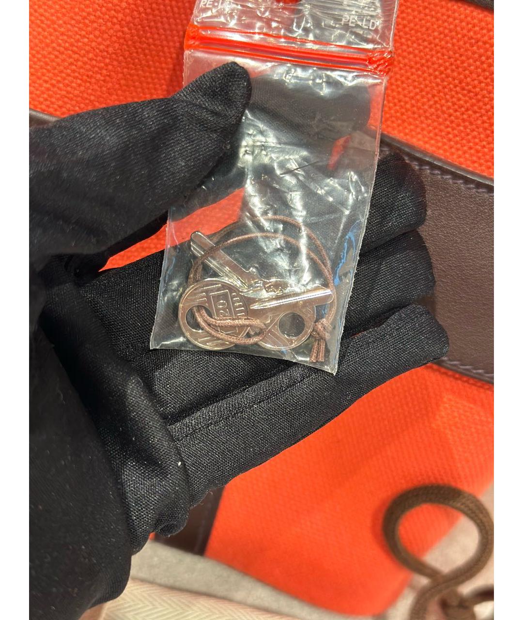 HERMES Оранжевая кожаная сумка с короткими ручками, фото 7