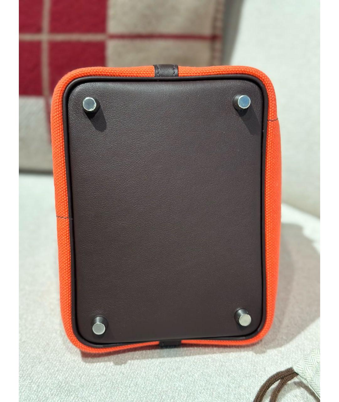 HERMES Оранжевая кожаная сумка с короткими ручками, фото 4