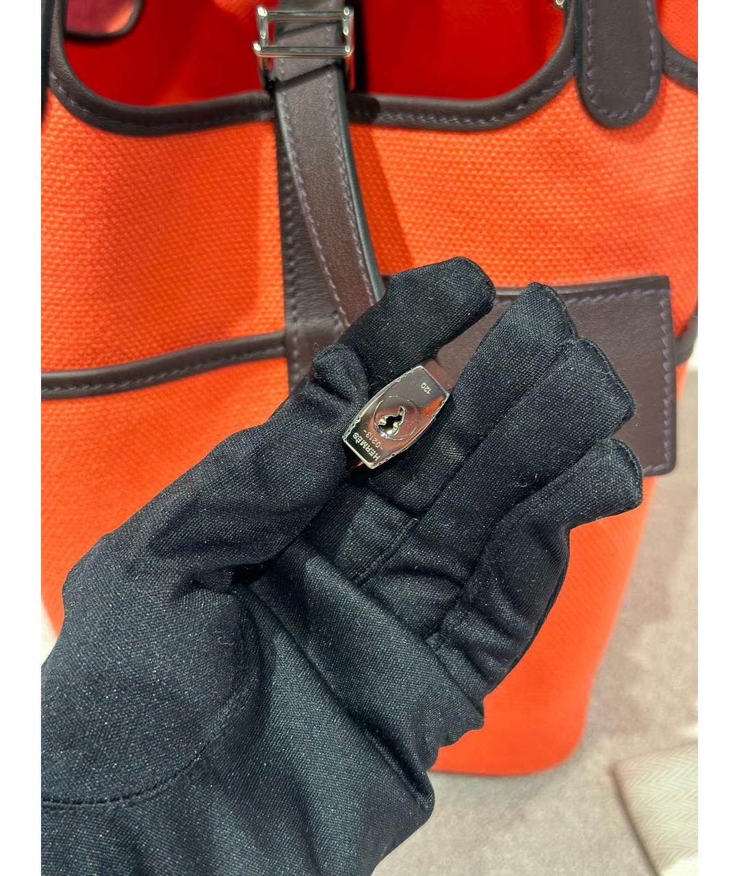 HERMES Оранжевая кожаная сумка с короткими ручками, фото 8