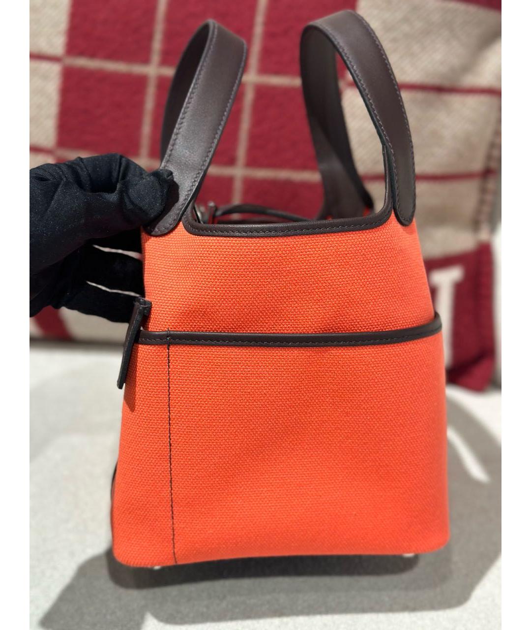 HERMES Оранжевая кожаная сумка с короткими ручками, фото 2