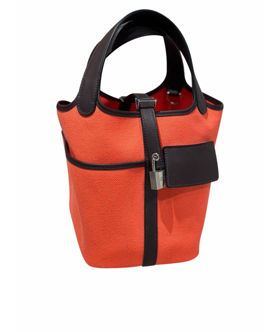HERMES Оранжевая кожаная сумка с короткими ручками, фото 1