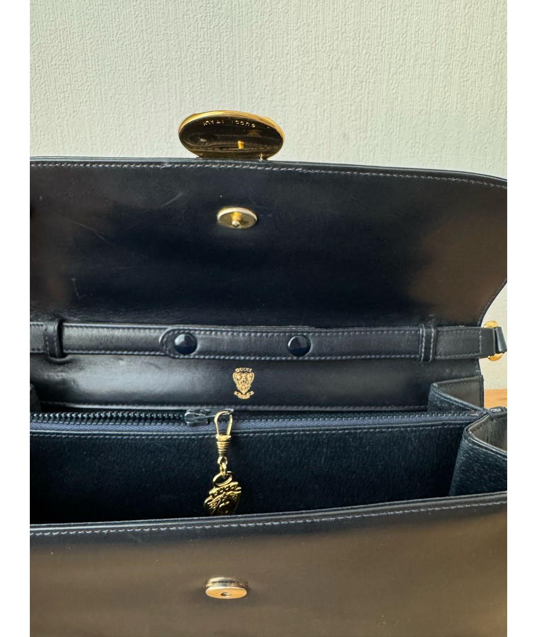 GUCCI Темно-синяя кожаная сумка через плечо, фото 4