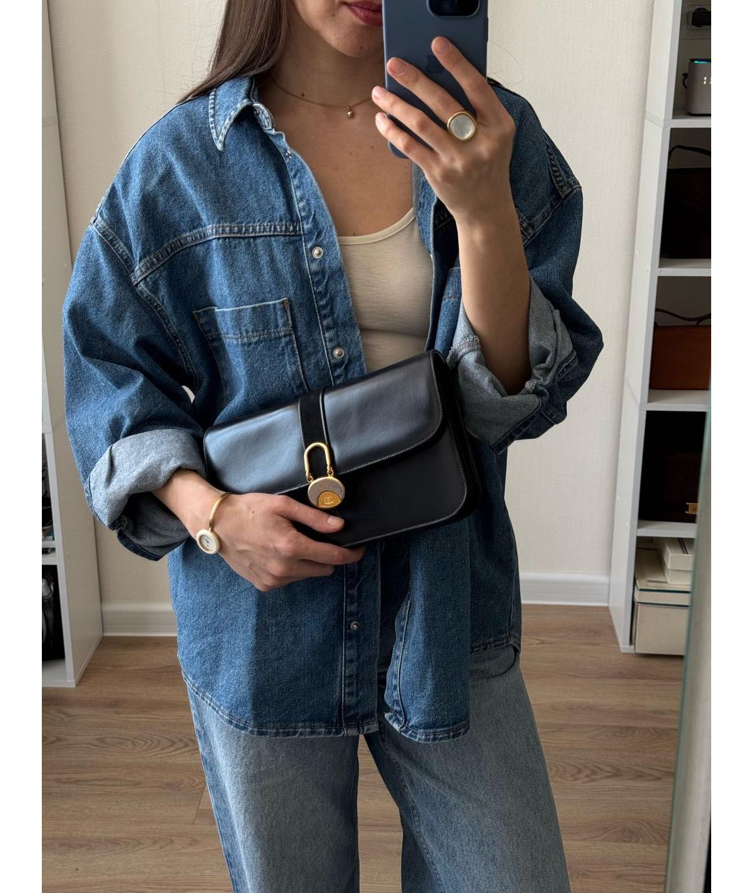 GUCCI Темно-синяя кожаная сумка через плечо, фото 8