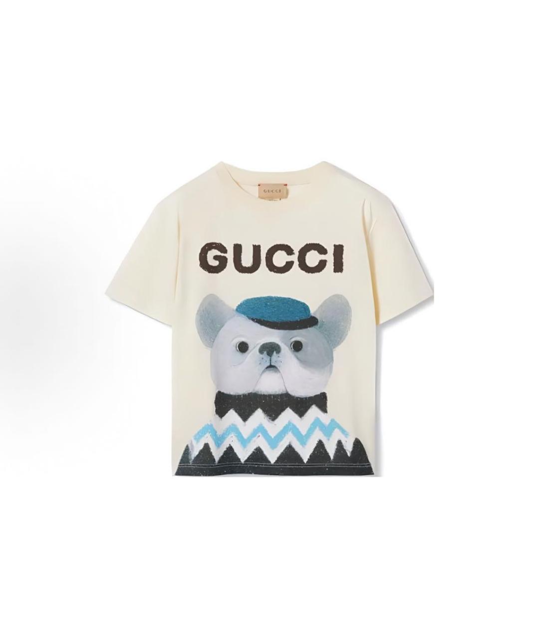 GUCCI KIDS Бежевый хлопковый детская футболка / топ, фото 3