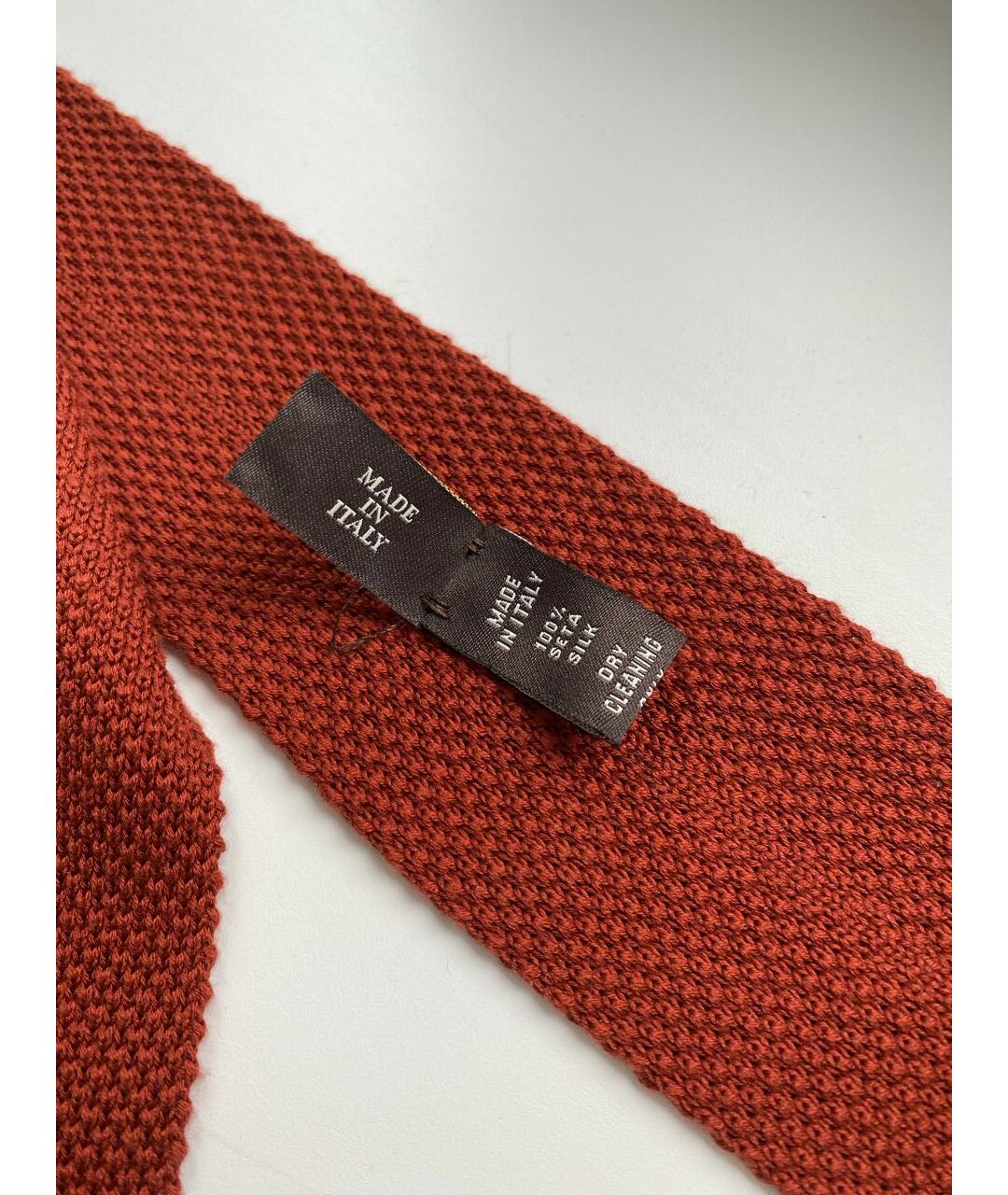 LORO PIANA Оранжевый шелковый галстук, фото 3