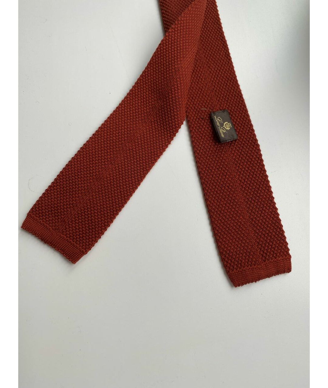 LORO PIANA Оранжевый шелковый галстук, фото 2