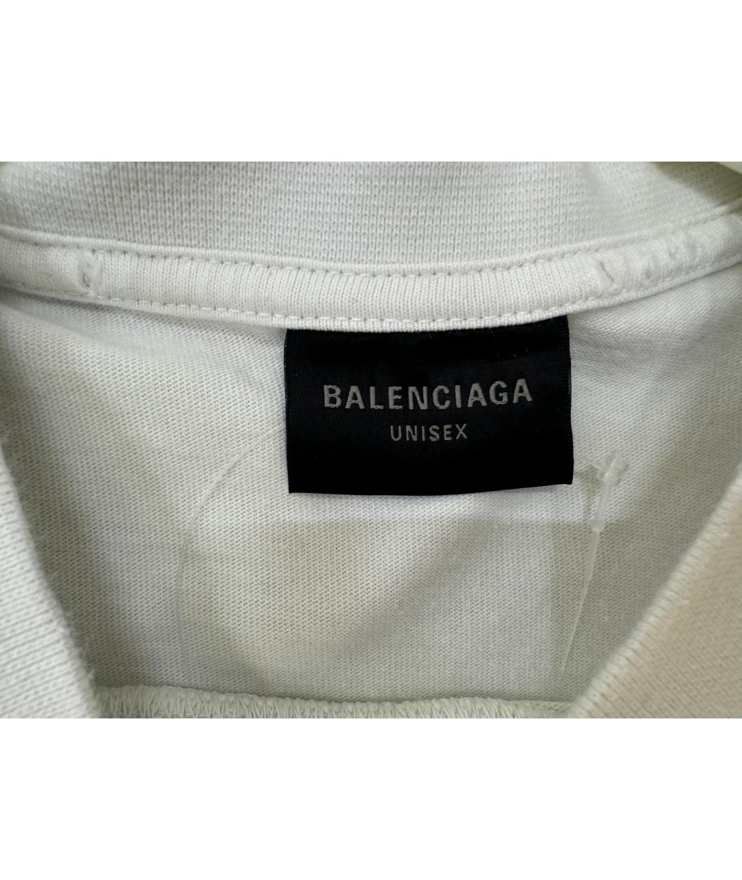 BALENCIAGA Белая хлопковая футболка, фото 5