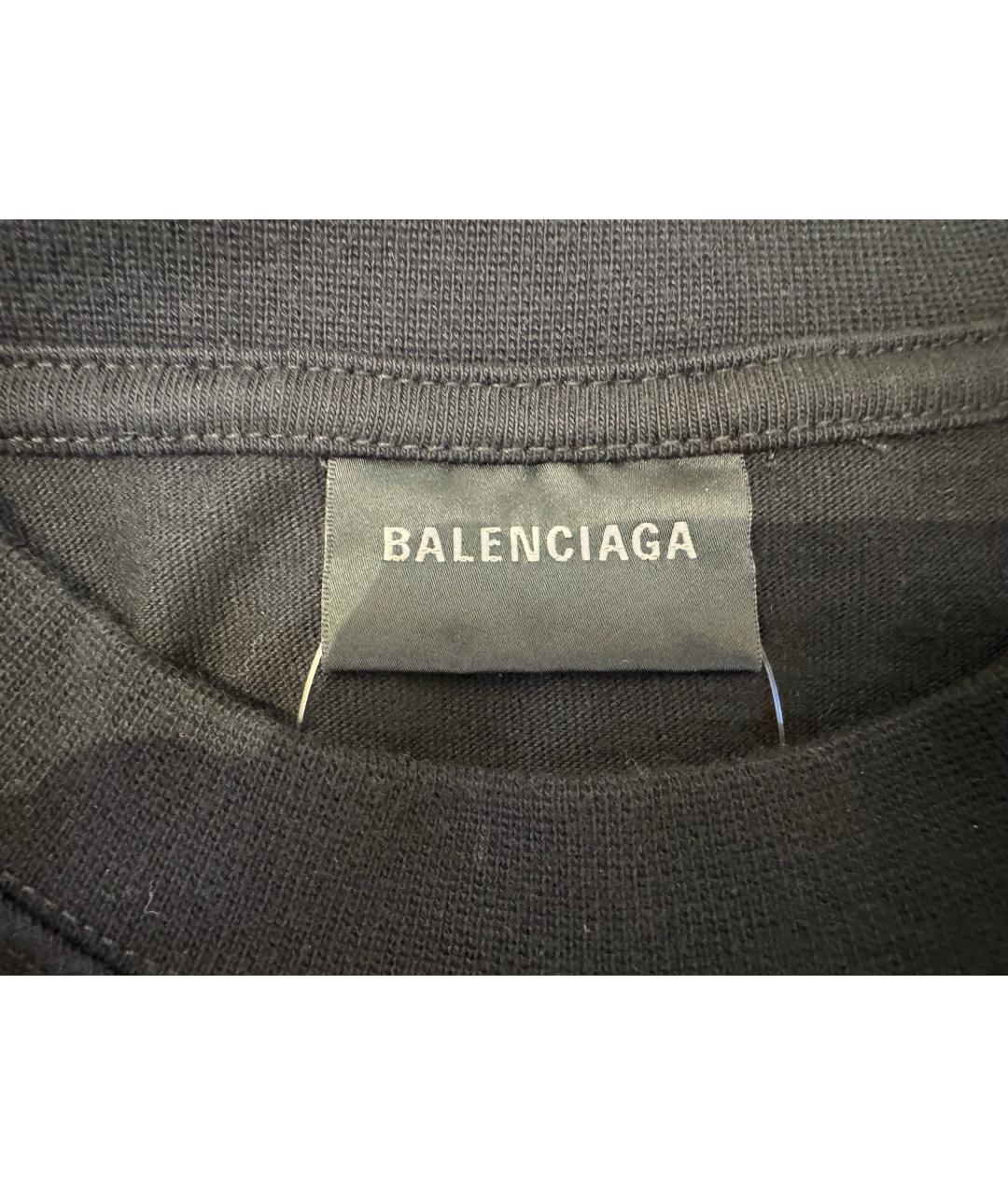 BALENCIAGA Черная хлопковая футболка, фото 4