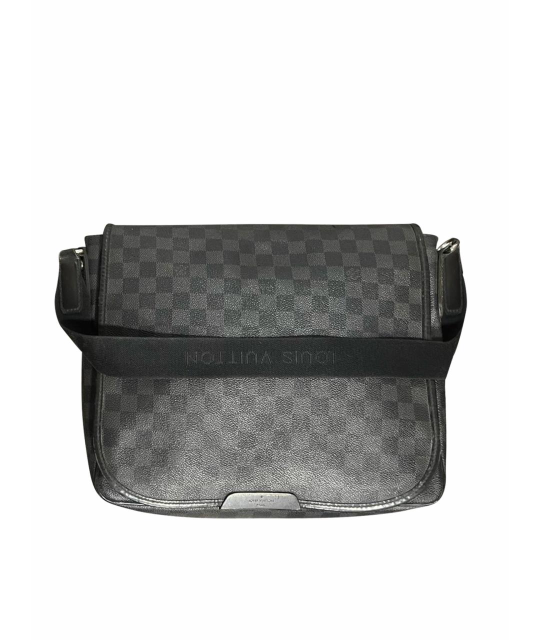 LOUIS VUITTON Антрацитовая кожаная сумка на плечо, фото 1