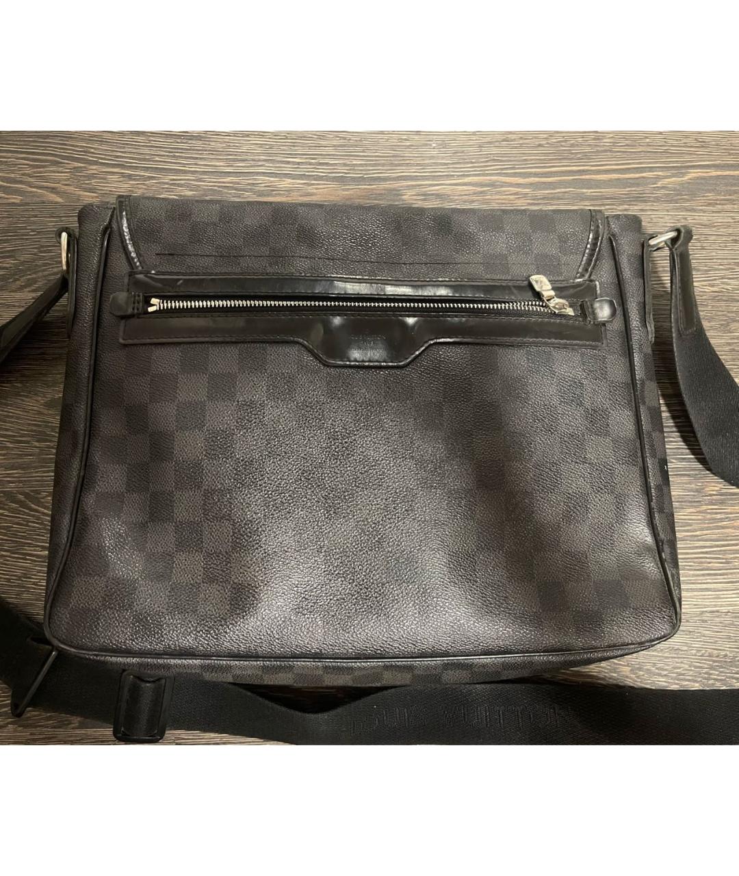 LOUIS VUITTON Антрацитовая кожаная сумка на плечо, фото 3