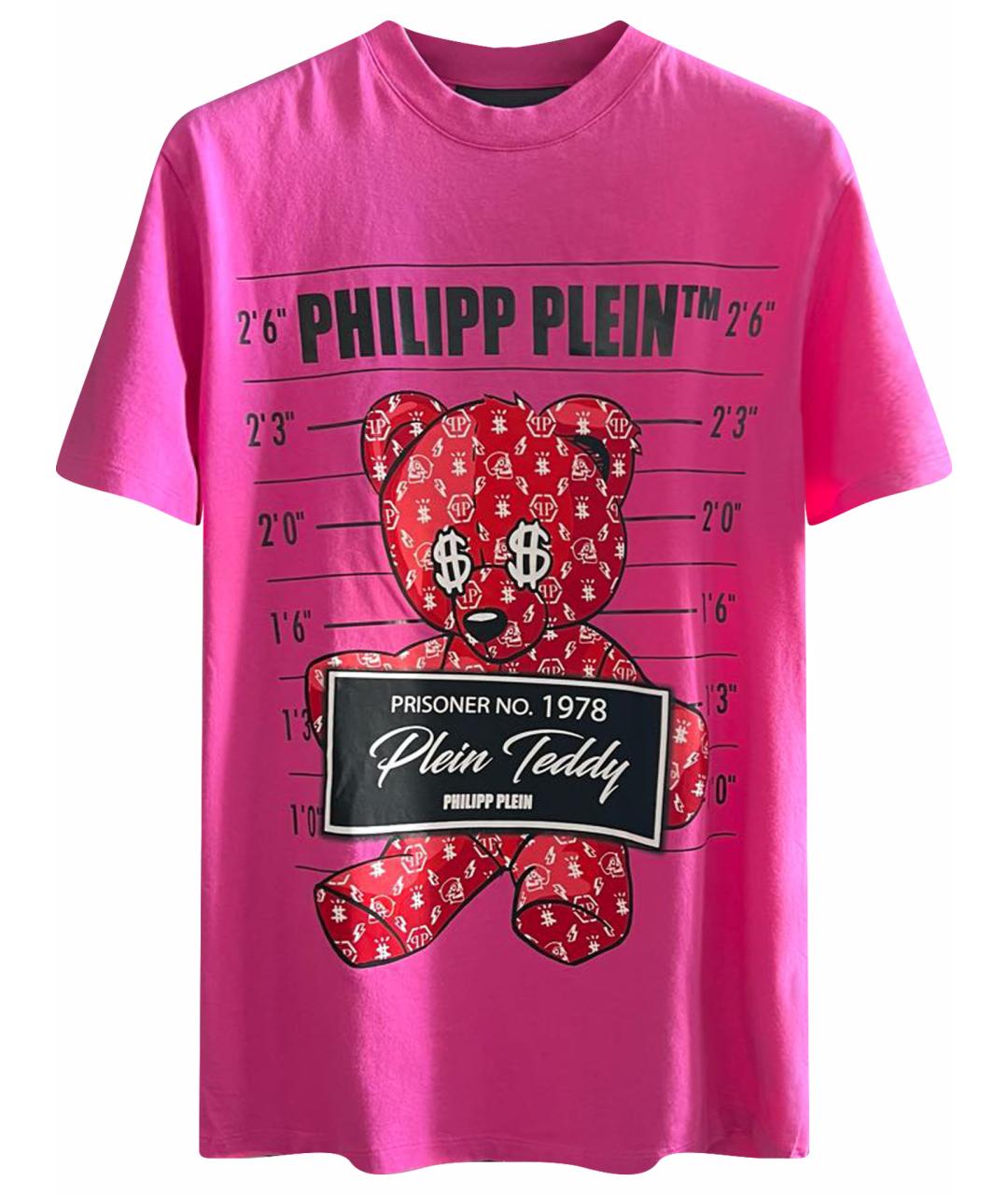 PHILIPP PLEIN Фуксия хлопковая футболка, фото 1