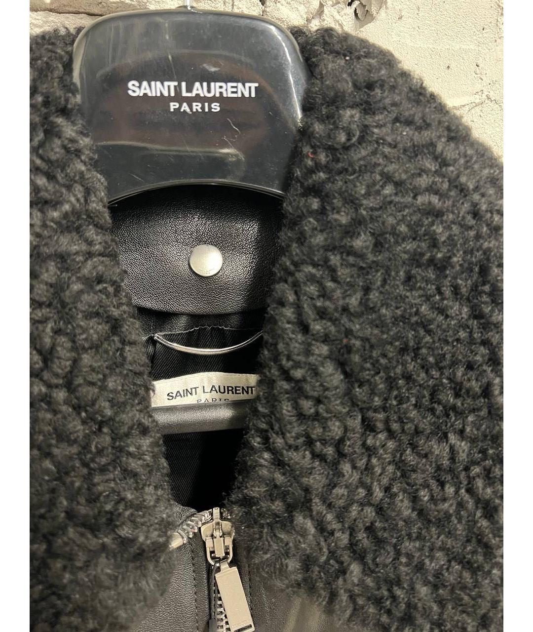 SAINT LAURENT Черная кожаная дубленка/шуба, фото 2