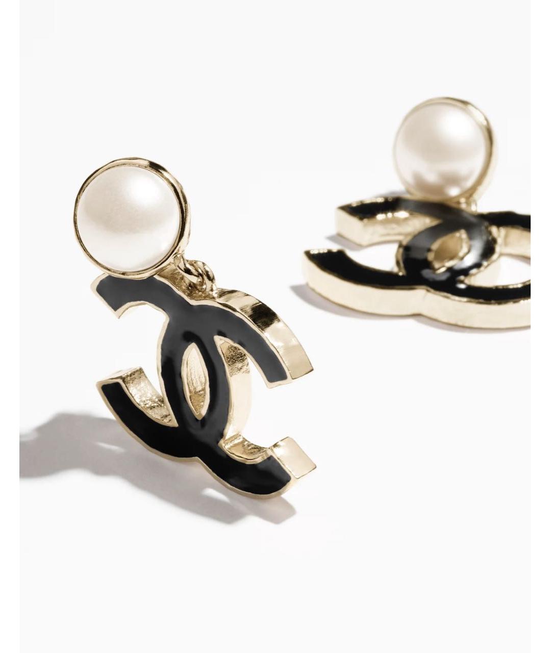 CHANEL Черные металлические серьги, фото 2