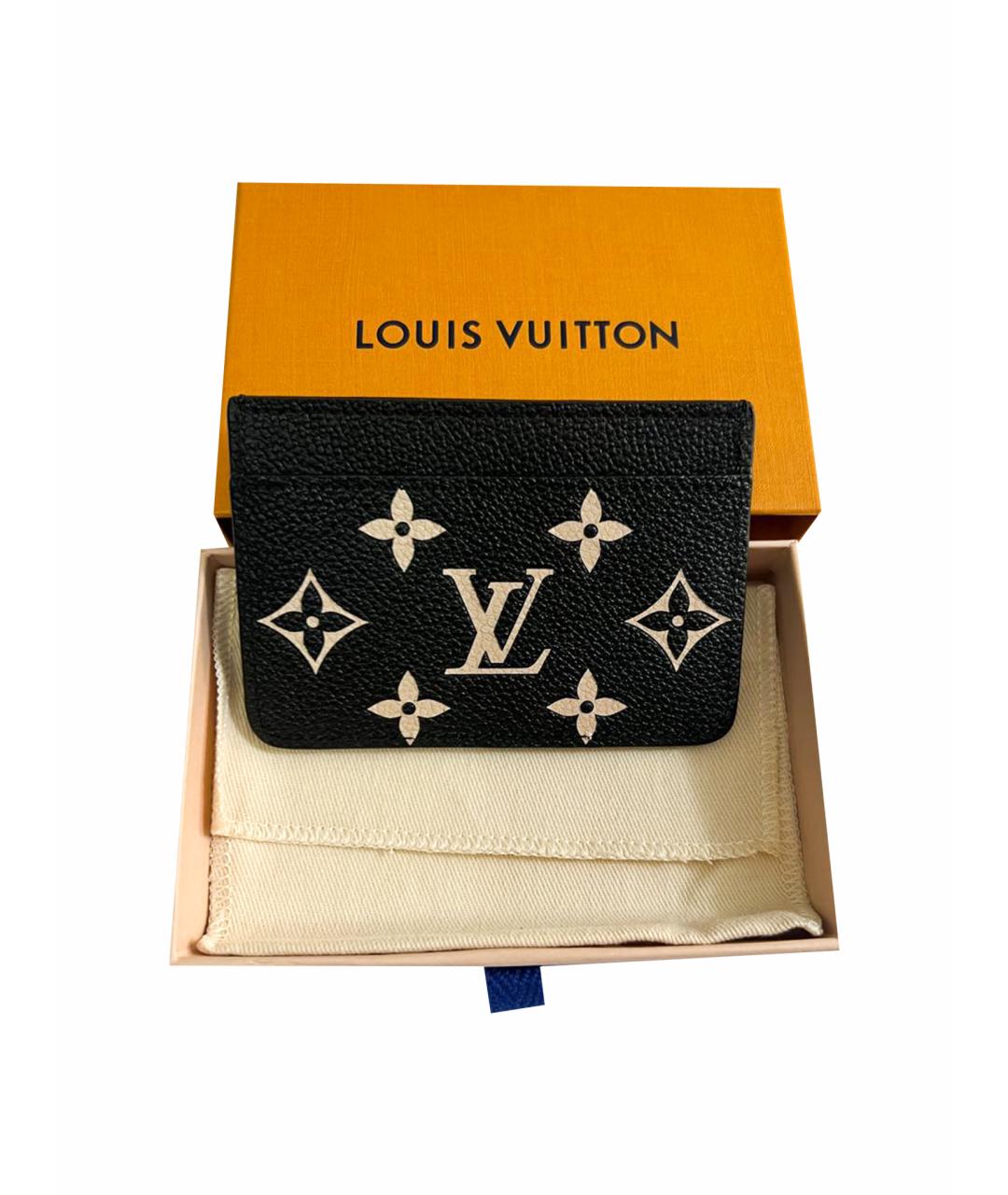 LOUIS VUITTON Черный кожаный кардхолдер, фото 4