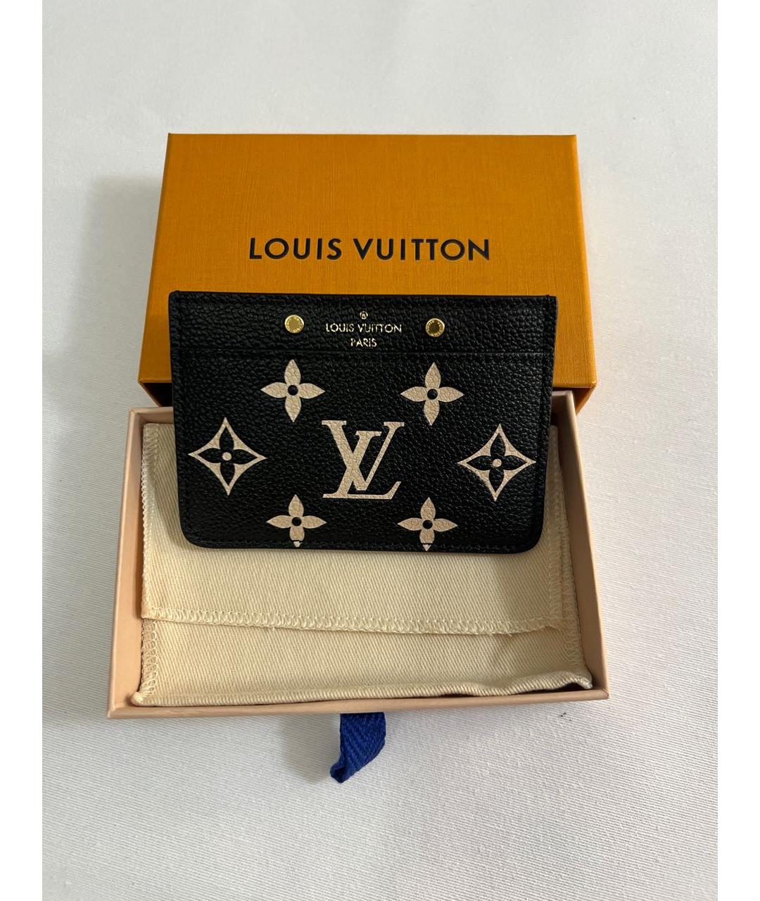 LOUIS VUITTON Черный кожаный кардхолдер, фото 3