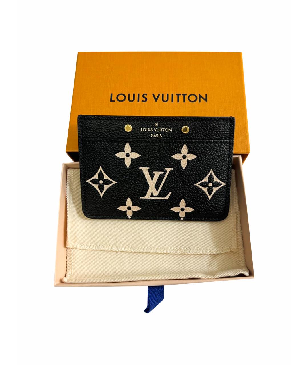 LOUIS VUITTON Черный кожаный кардхолдер, фото 5