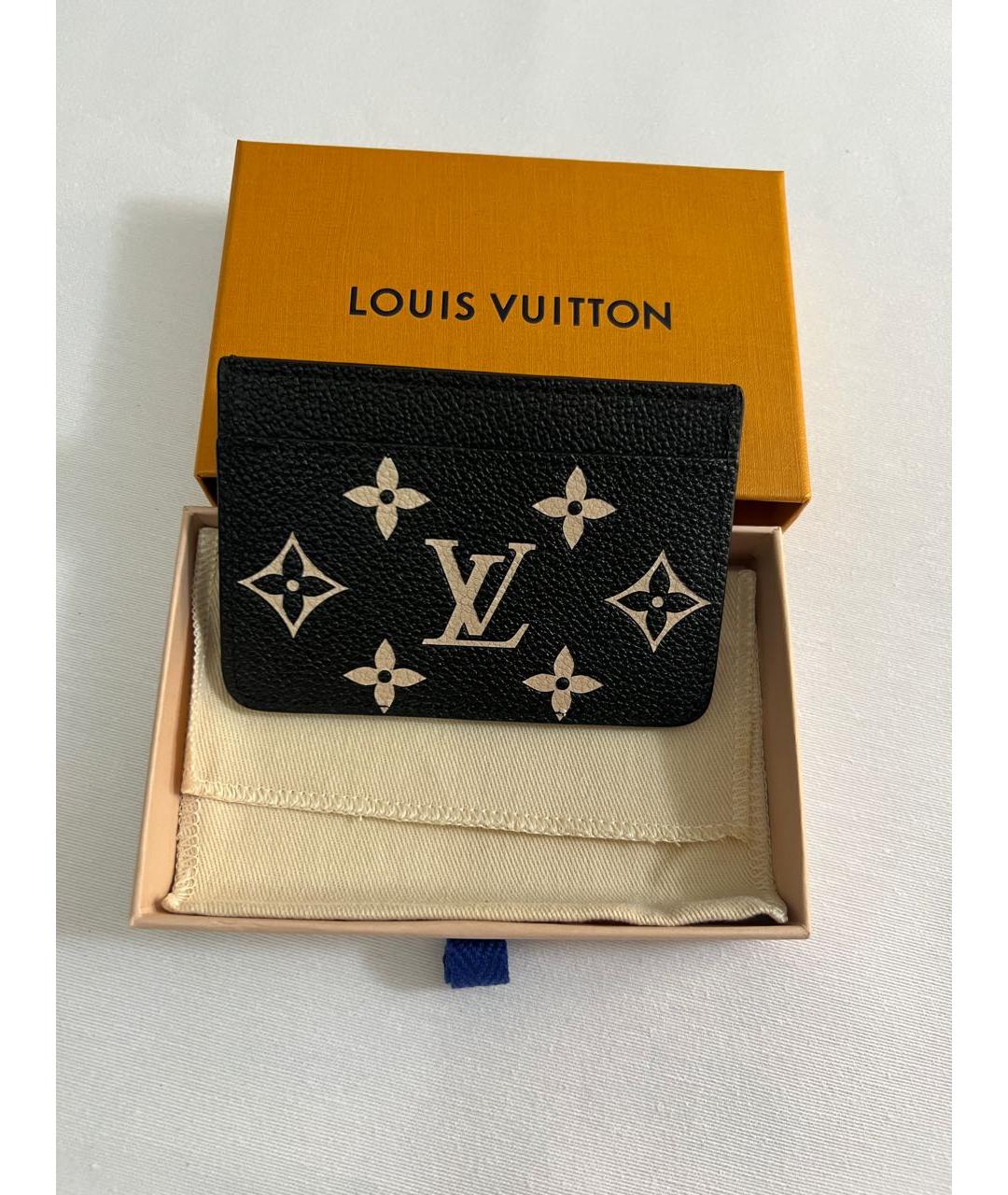 LOUIS VUITTON Черный кожаный кардхолдер, фото 2