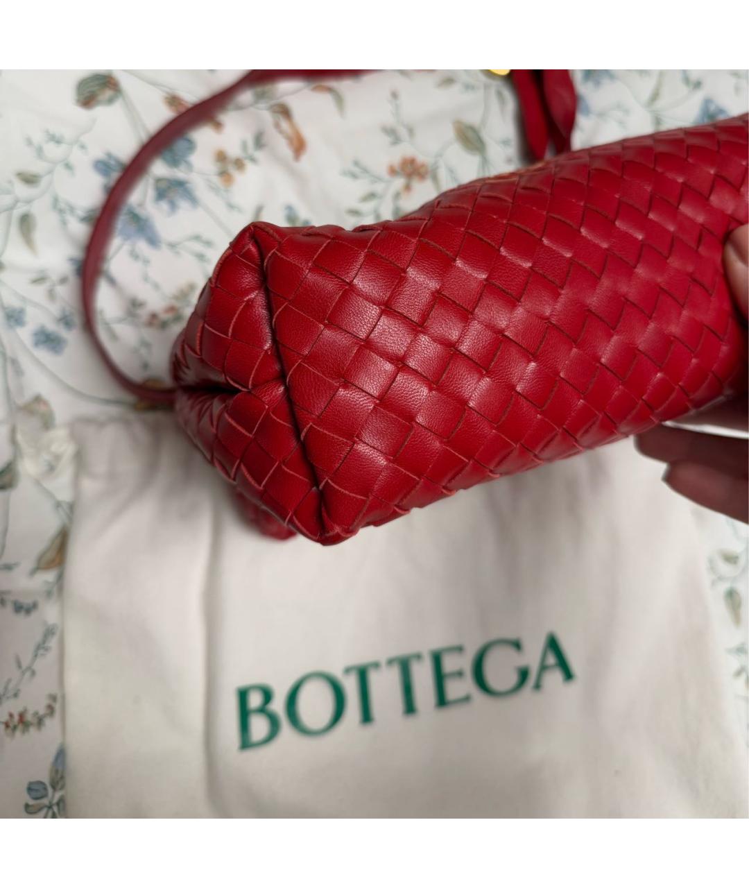 BOTTEGA VENETA Красная кожаная сумка через плечо, фото 5