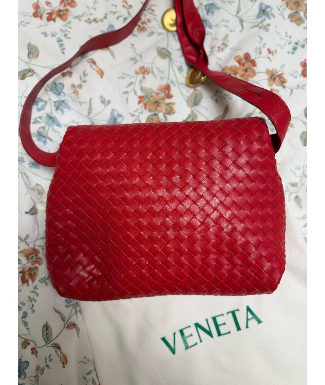 BOTTEGA VENETA Красная кожаная сумка через плечо, фото 3