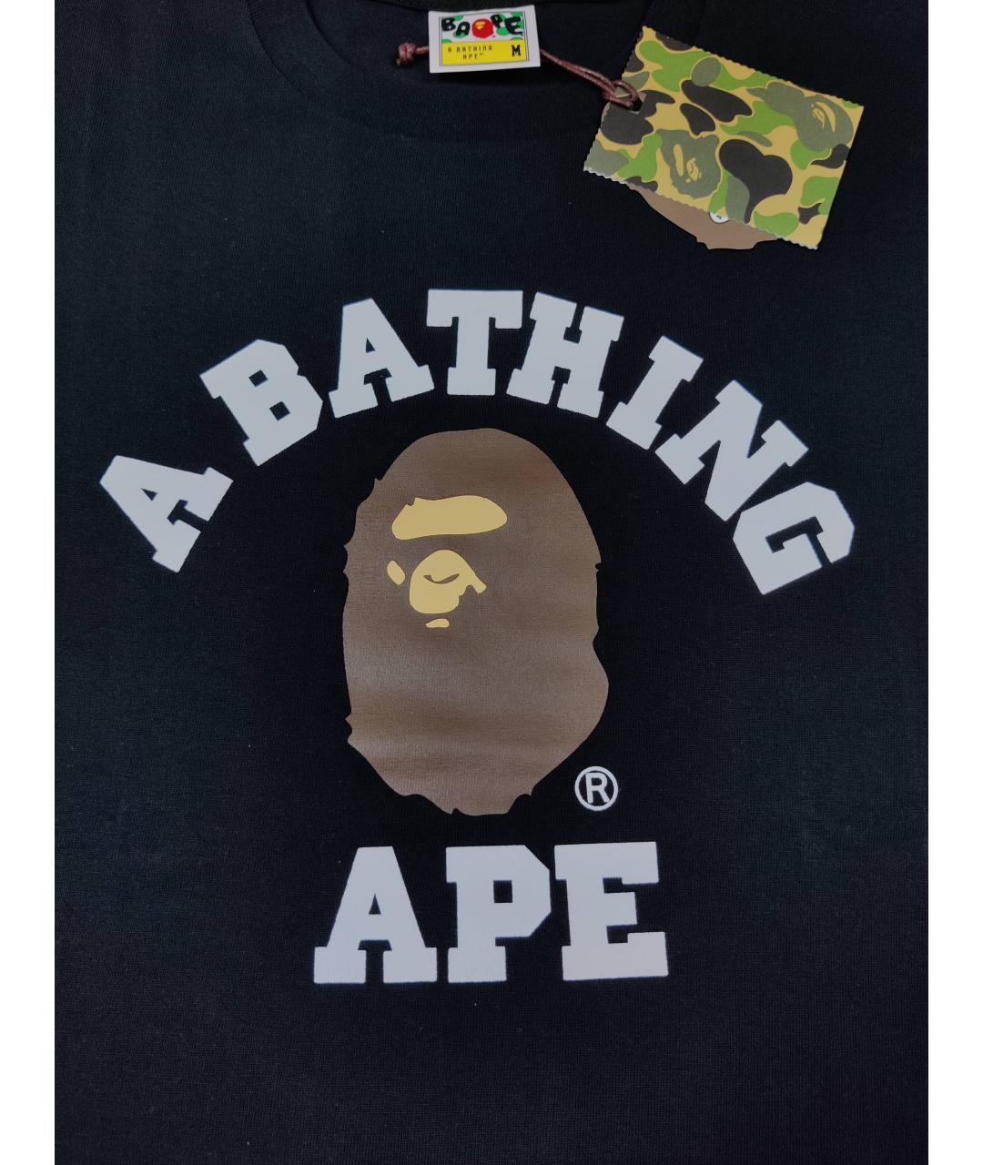 A BATHING APE Черная хлопковая футболка, фото 2